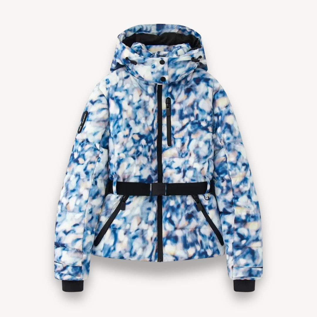 Damen-Steppjacke mit Kapuze und Gürtel