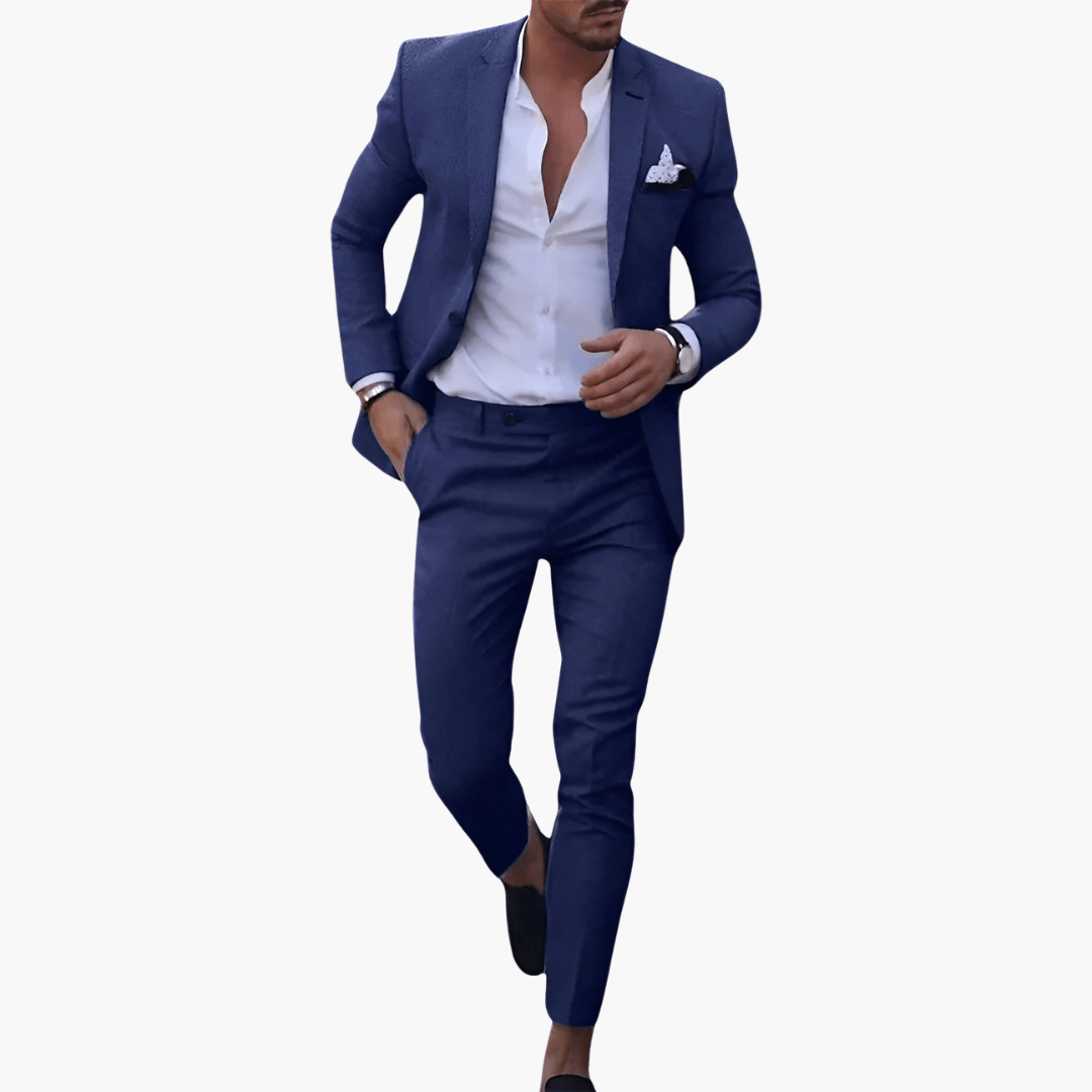 Men's Suit Set with Jacket and Tailored Slim Trousers