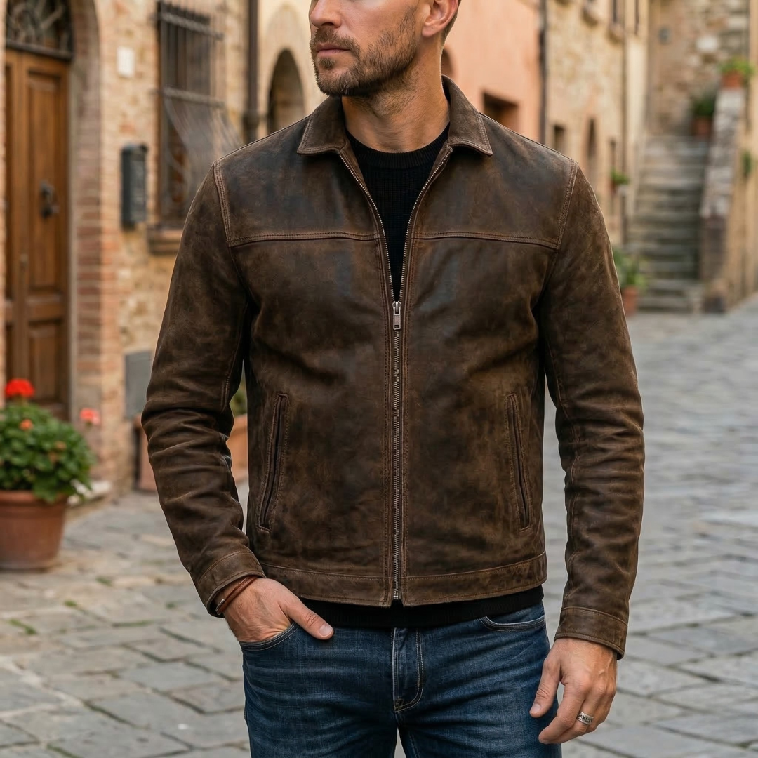 Herren-Lederjacke mit körpernaher Passform
