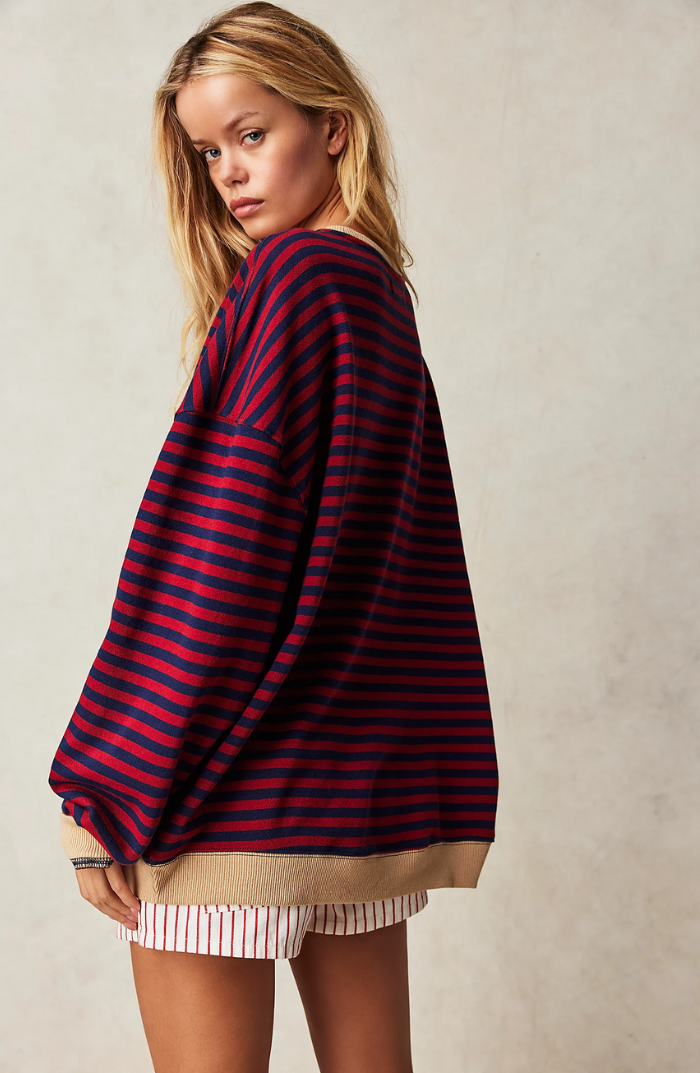 Women's Oversized Striped Sweater-Metro Lane Plaza