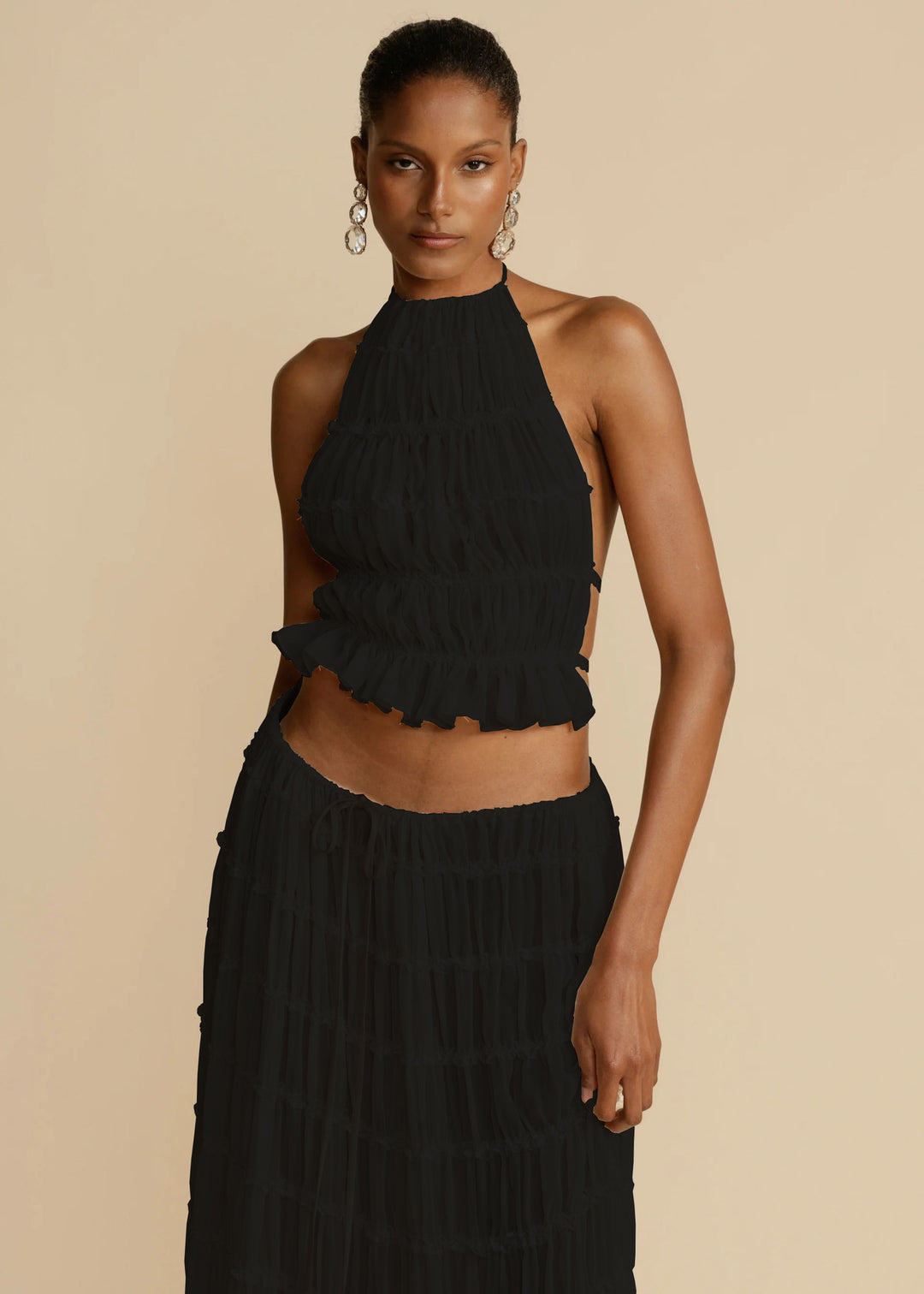 Sophia | Women's 2pcs Dress Suit with Sleeveless Halter Top and Skirt-Metro Lane Plaza