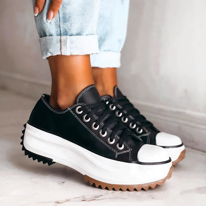 Elisa | Women's Leather Platform Sneakers-Metro Lane Plaza
