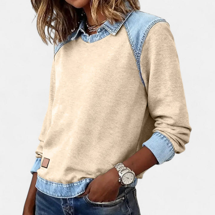 Ledig sweatshirt med långa ärmar för kvinnor
