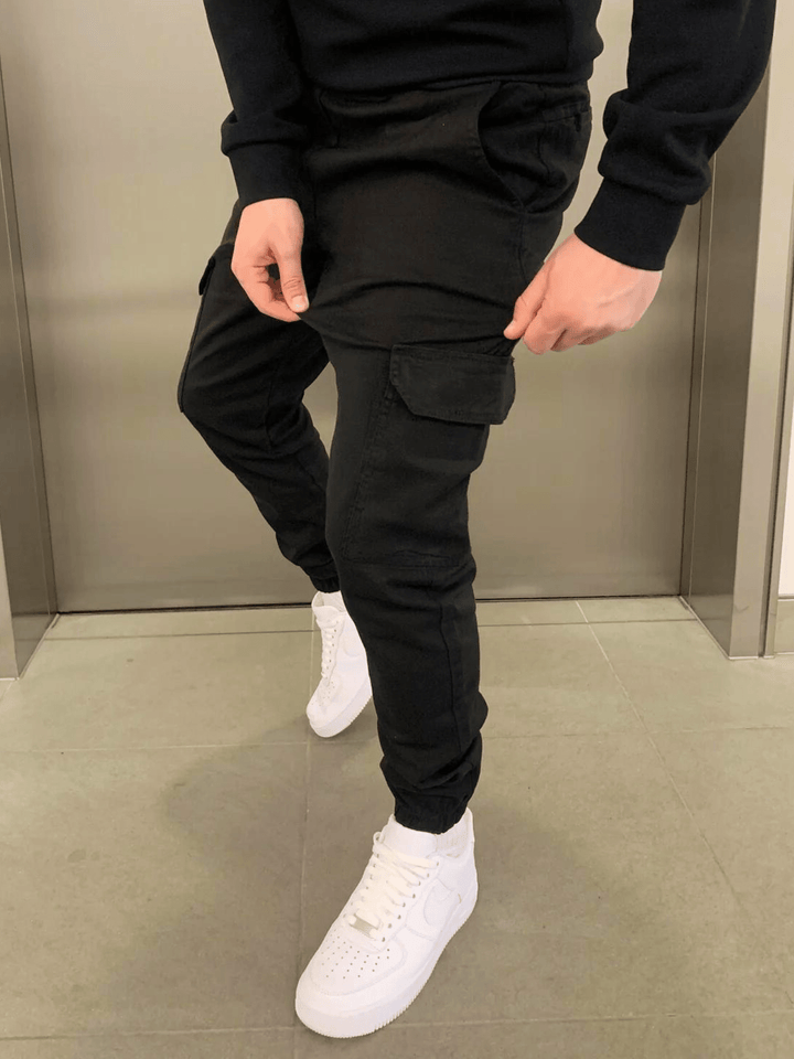 James | Men's Slim Cargo Jogger Pants with Adjustable Waist and Pockets-Metro Lane Plaza