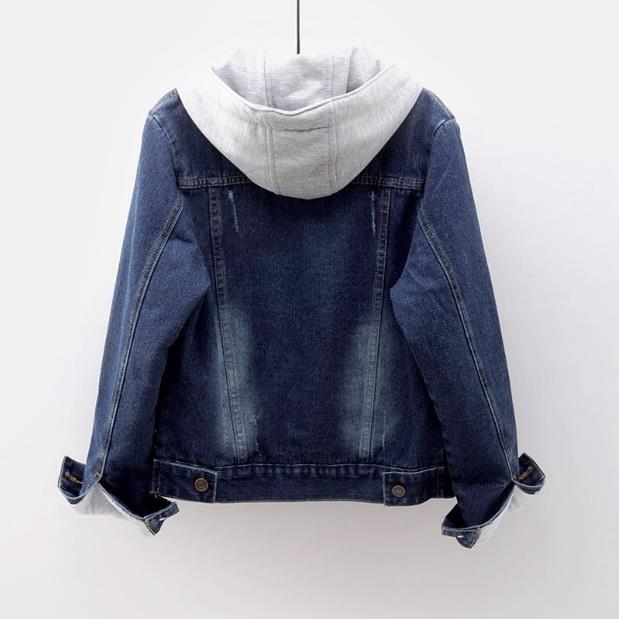 Giacca in denim con cappuccio e fodera in sherpa da donna