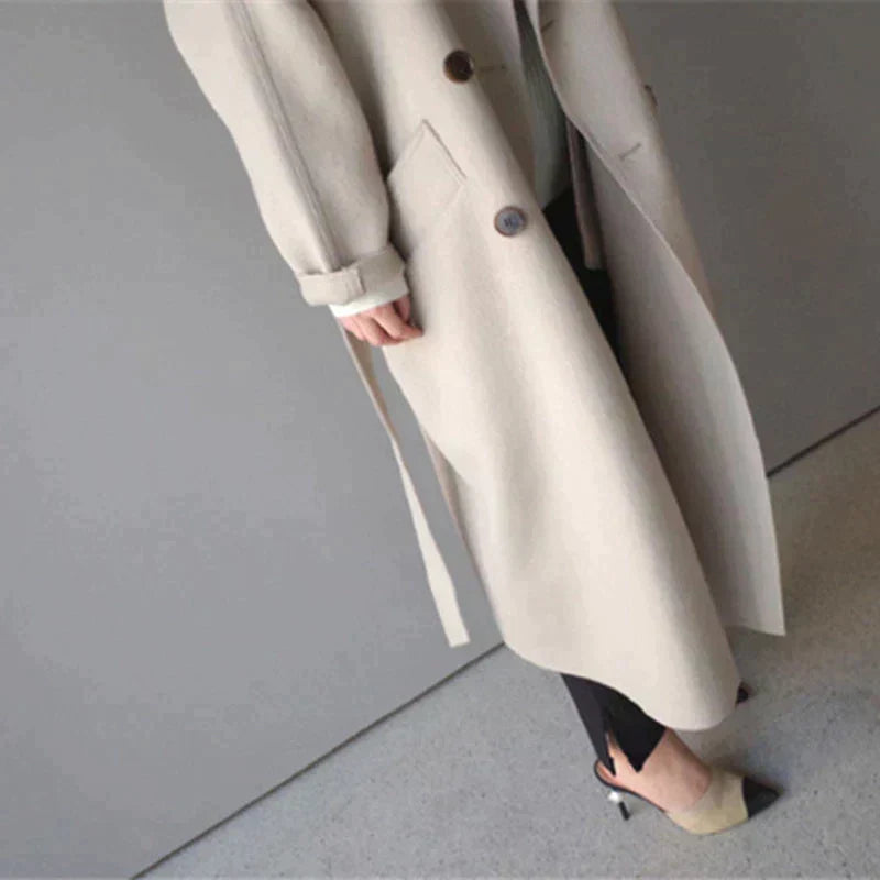 Women's Stylish Long Trench Coat with Elegant Finish-Metro Lane Plaza