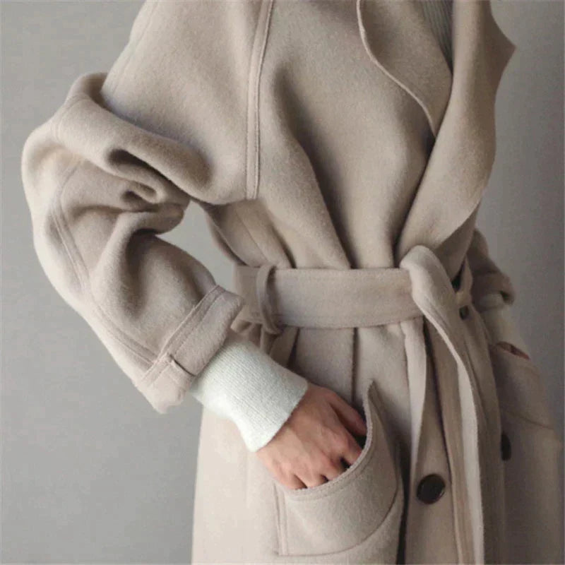 Women's Stylish Long Trench Coat with Elegant Finish-Metro Lane Plaza