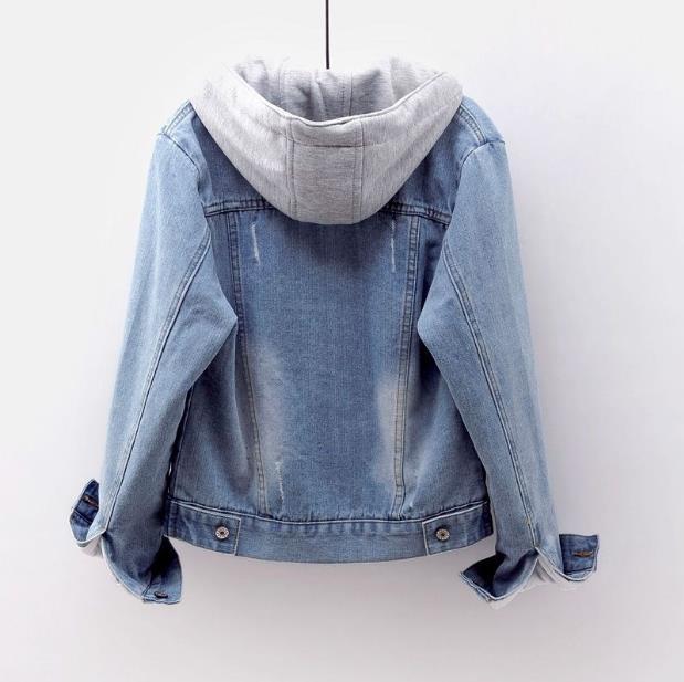 Giacca in denim con cappuccio e fodera in sherpa da donna