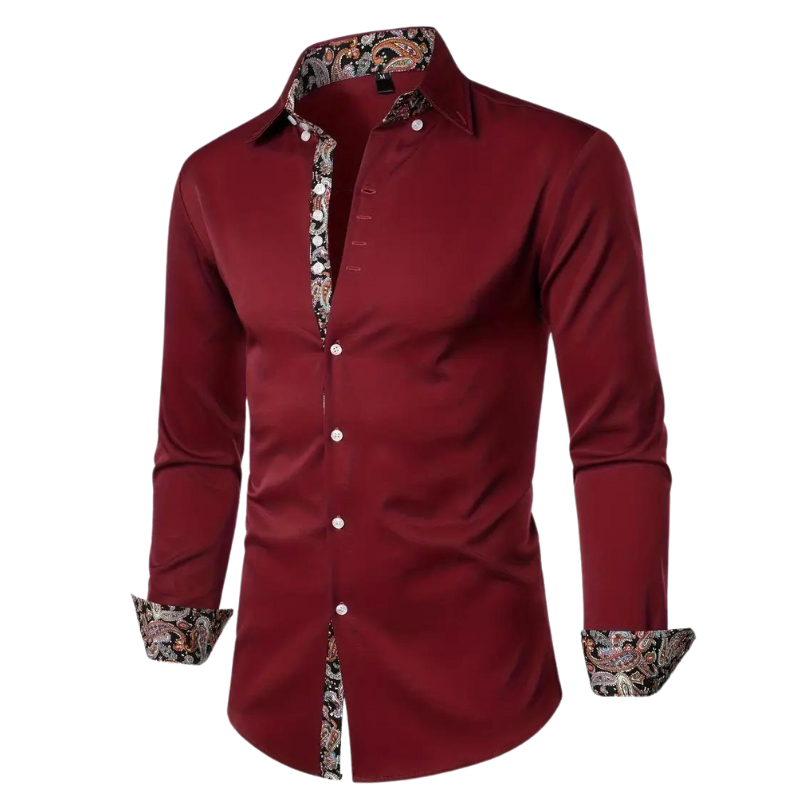 Men's Stylish Shirt with Paisley Design Accent-Metro Lane Plaza
