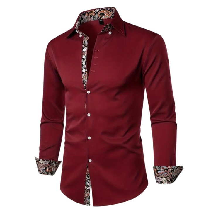 Men's Stylish Shirt with Paisley Design Accent-Metro Lane Plaza
