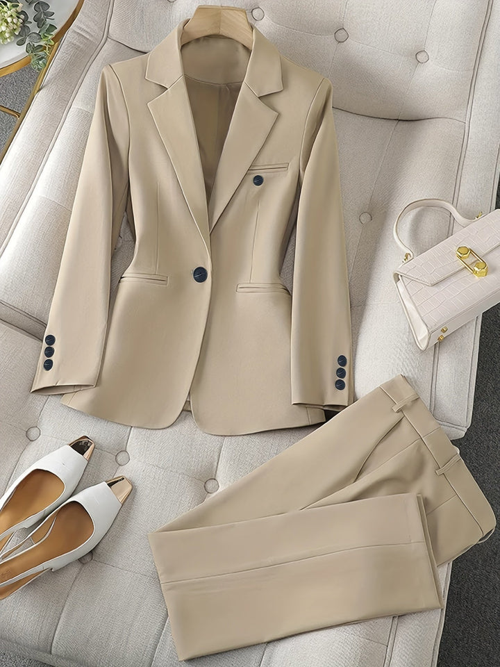 Women's Timeless Blazer Suit with Lapel Collar – Elegant for All Seasons-Metro Lane Plaza