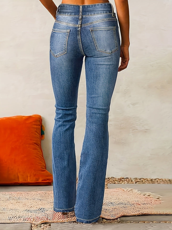 Aya | Women's High-Waisted Flared Jeans-Metro Lane Plaza