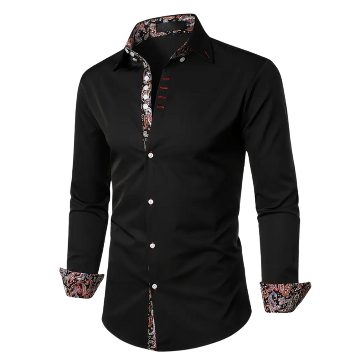 Men's Stylish Shirt with Paisley Design Accent-Metro Lane Plaza