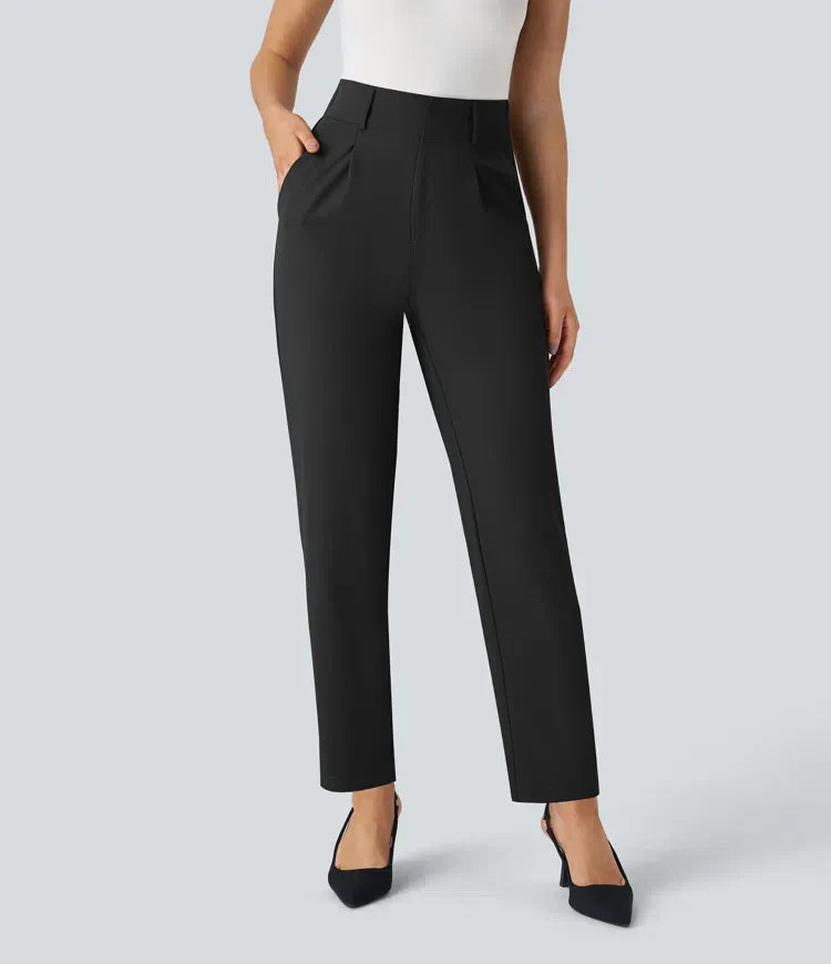 Hella | Women's High-Waisted Soft Stretch Trousers-Metro Lane Plaza