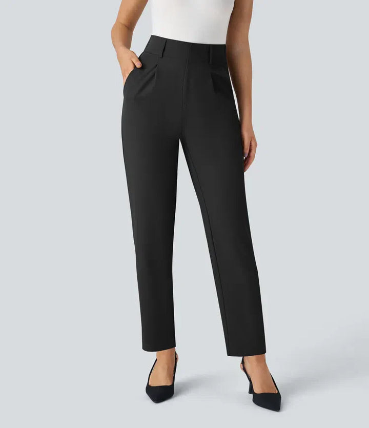 Hella | Women's High-Waisted Soft Stretch Trousers-Metro Lane Plaza