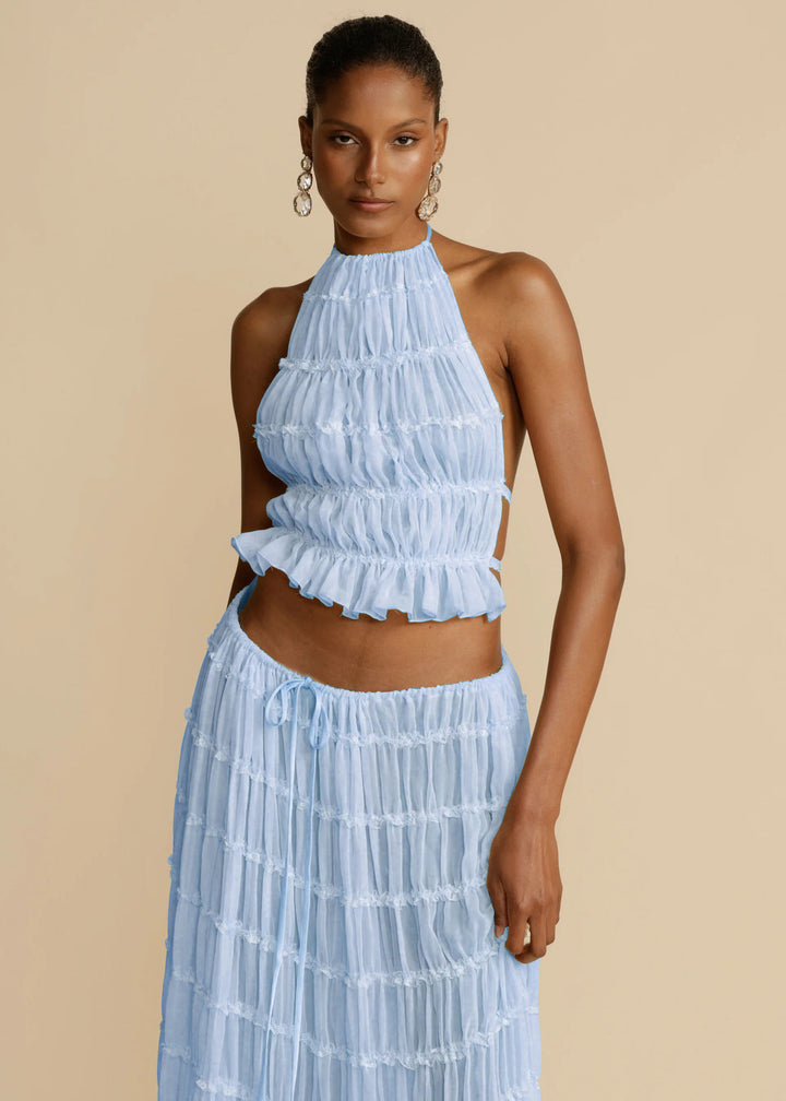 Sophia | Women's 2pcs Dress Suit with Sleeveless Halter Top and Skirt-Metro Lane Plaza