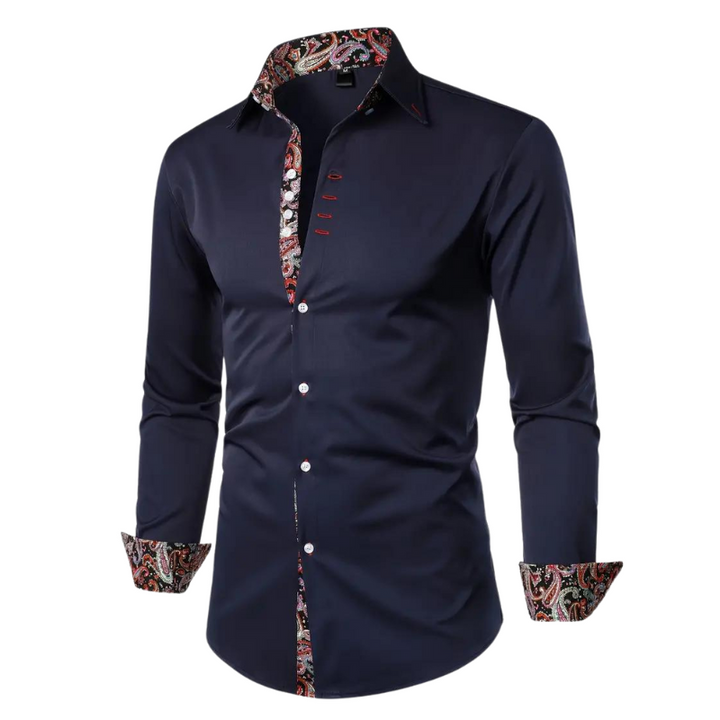 Men's Stylish Shirt with Paisley Design Accent-Metro Lane Plaza