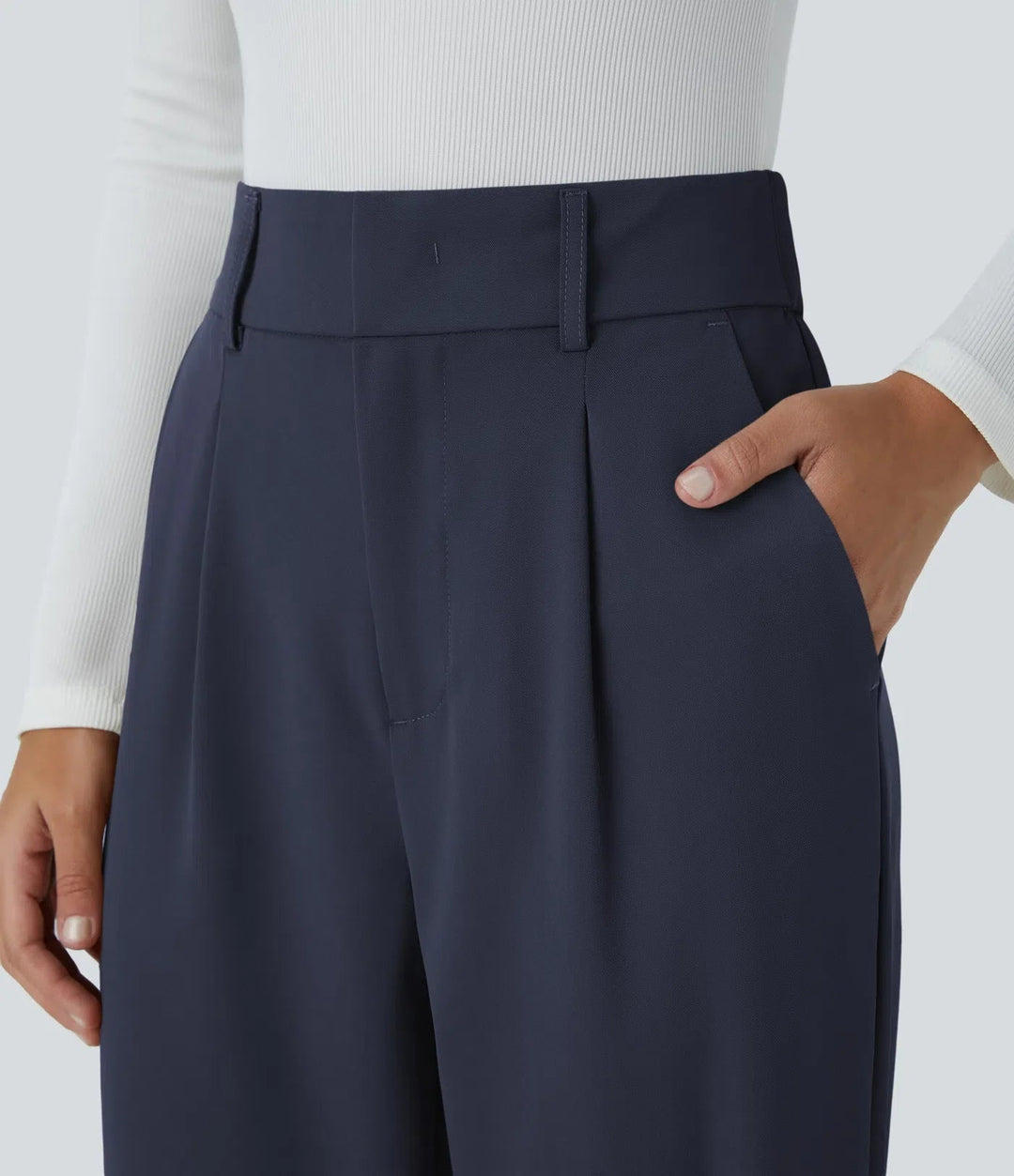 Hella | Women's High-Waisted Soft Stretch Trousers-Metro Lane Plaza