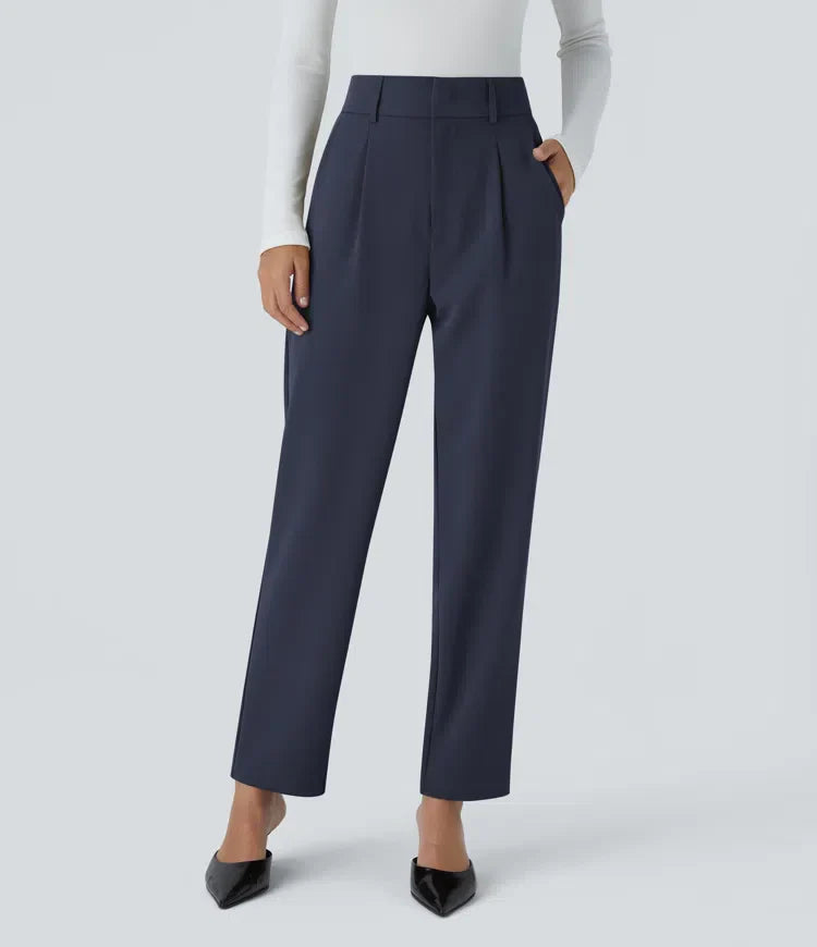 Hella | Women's High-Waisted Soft Stretch Trousers-Metro Lane Plaza