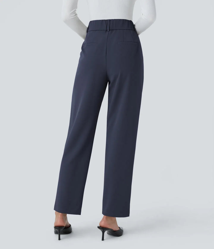 Hella | Women's High-Waisted Soft Stretch Trousers-Metro Lane Plaza