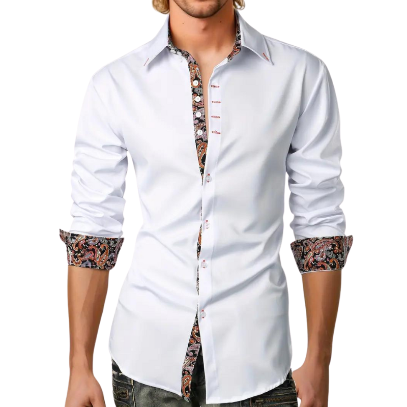 Men's Stylish Shirt with Paisley Design Accent-Metro Lane Plaza