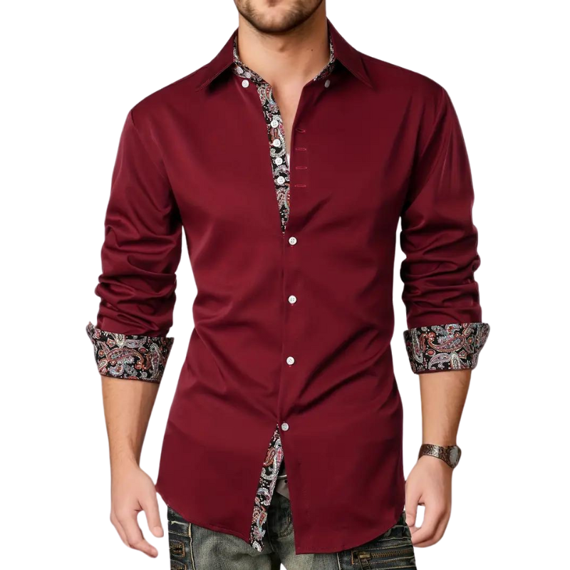 Men's Stylish Shirt with Paisley Design Accent-Metro Lane Plaza