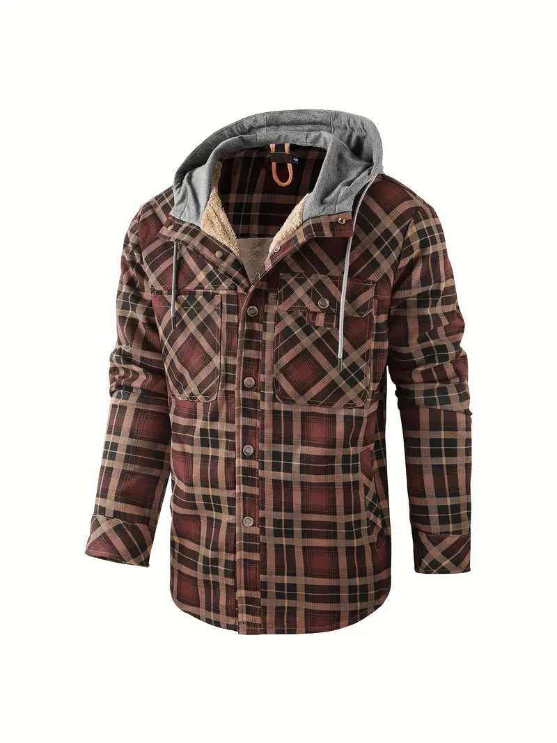 Karierte Jacke mit Kapuze für Herren