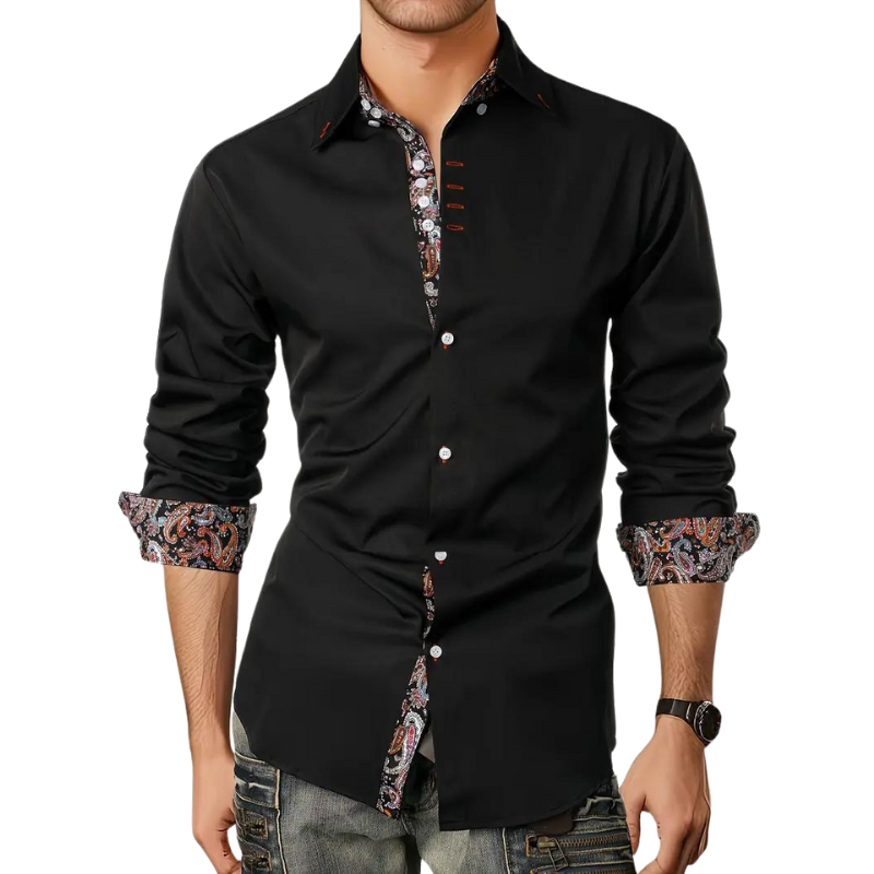 Men's Stylish Shirt with Paisley Design Accent-Metro Lane Plaza