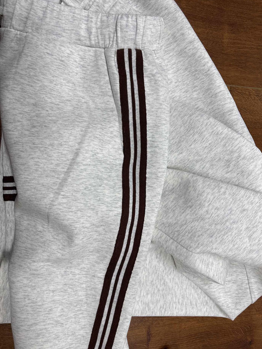 Women's Retro Sporty Set with Half-Zip Sweater and Wide Leg Pants-Metro Lane Plaza