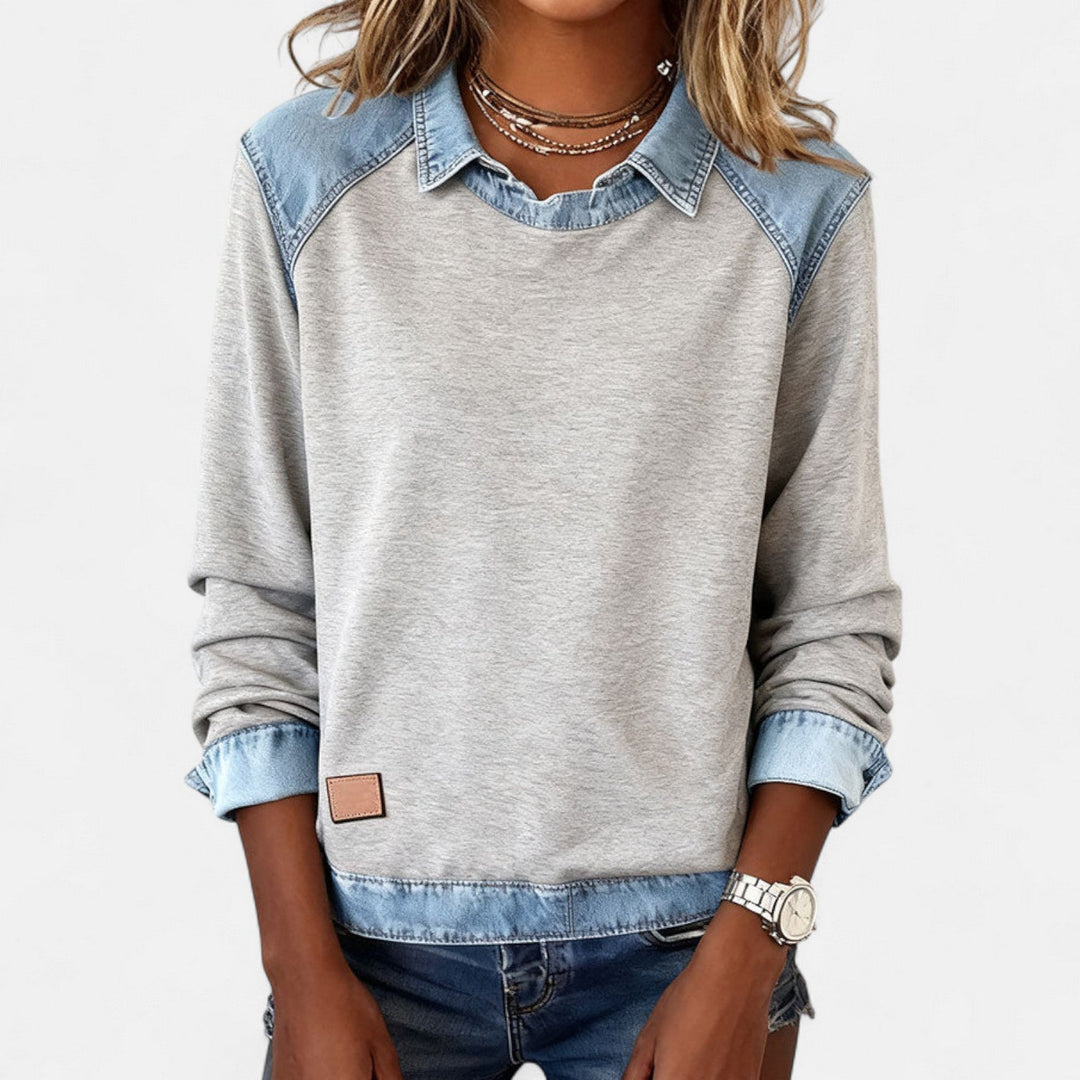Ledig sweatshirt med långa ärmar för kvinnor
