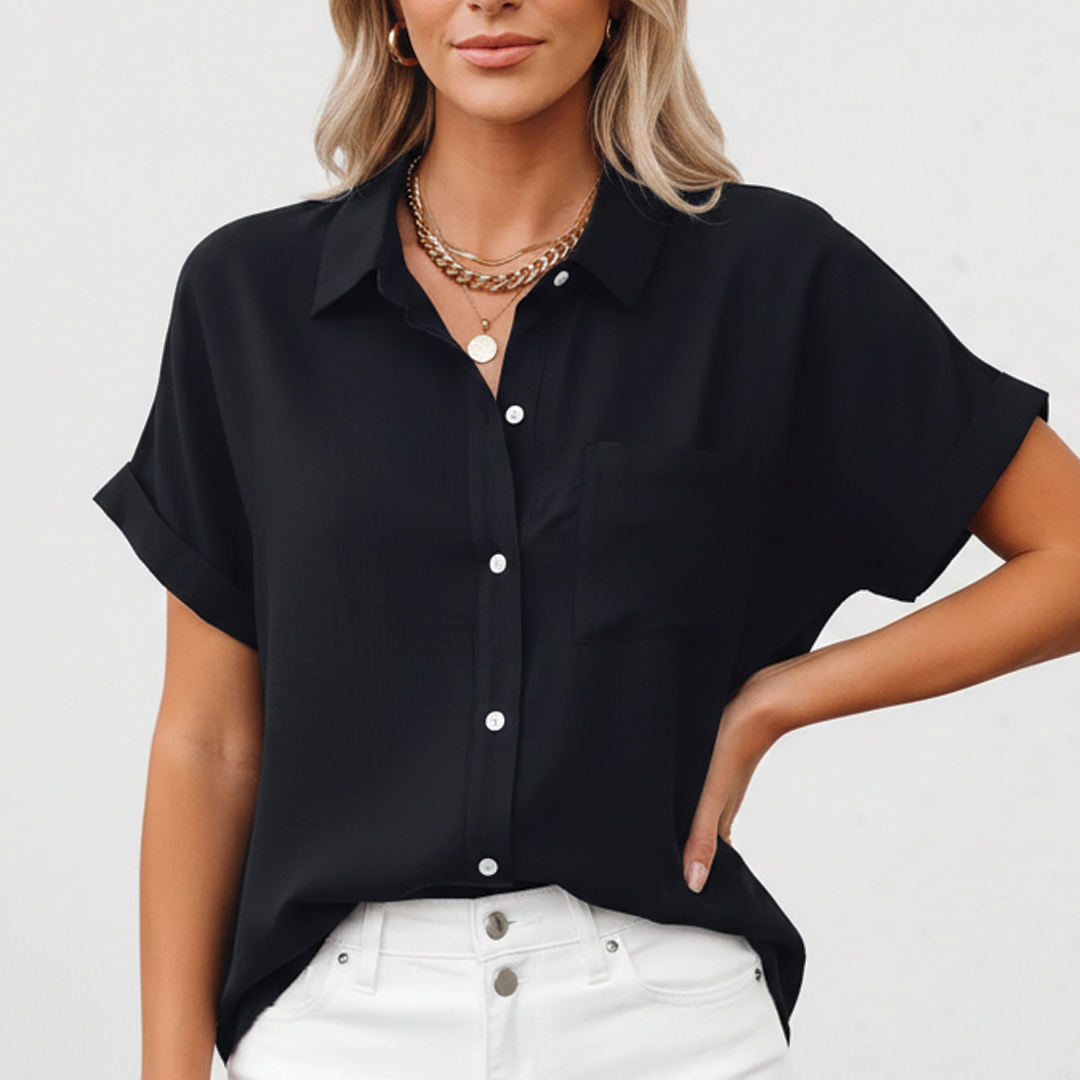 Bella | Women's Summer Button-Up Blouse-Metro Lane Plaza