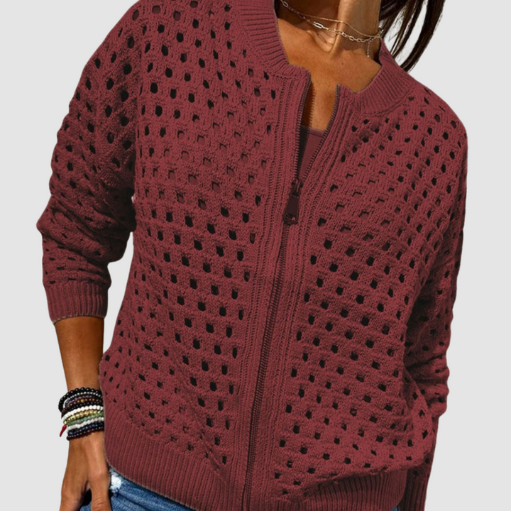 Damen-Premium-Cardigan mit Lochstrick