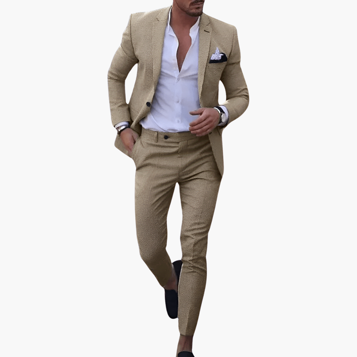 Men's Suit Set with Jacket and Tailored Slim Trousers