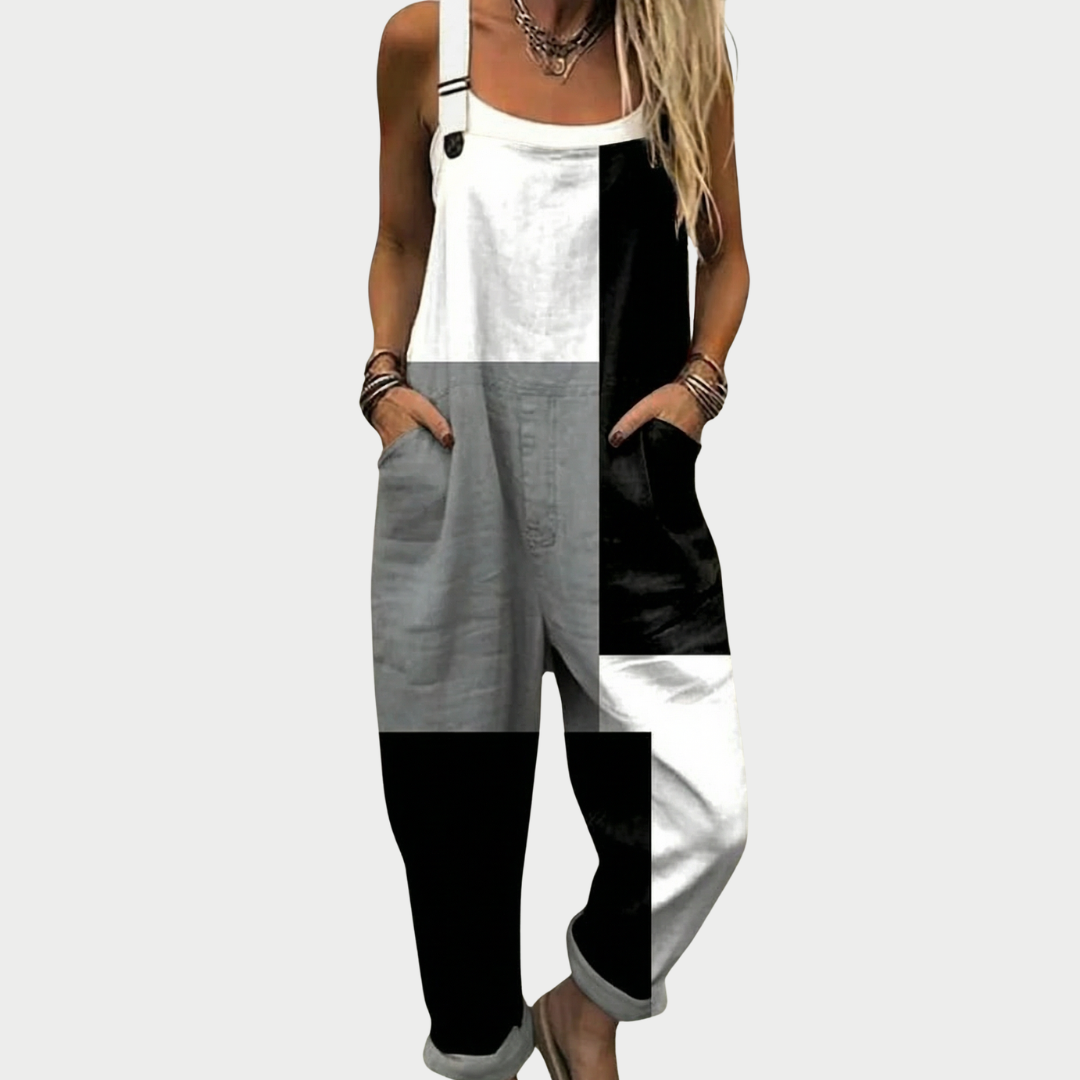 Tuta intera casual multicolore con patchwork da donna