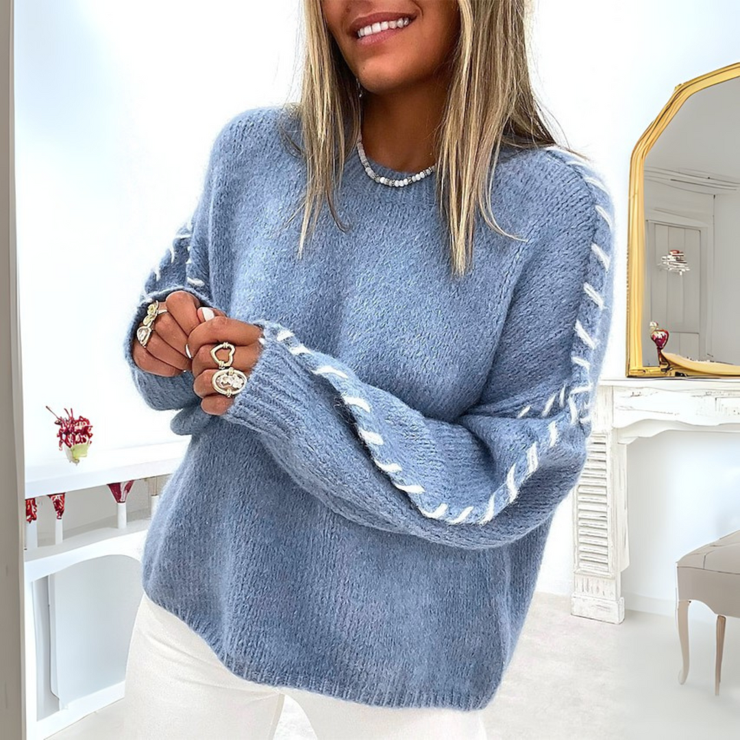 Blød sweater til kvinder med lange ærmer og rund hals