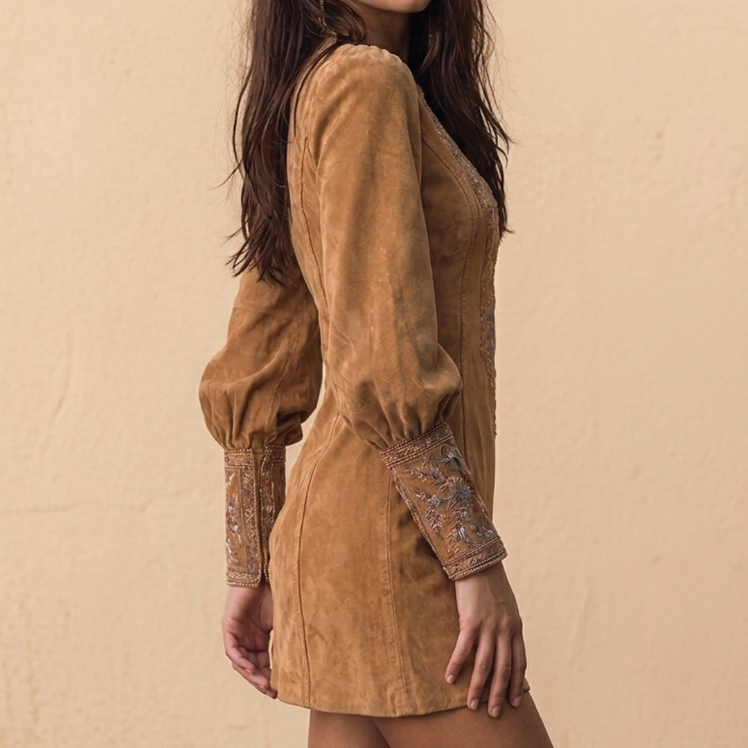 Gianna | Embroidered V-Neck Mini Dress for Women-Metro Lane Plaza