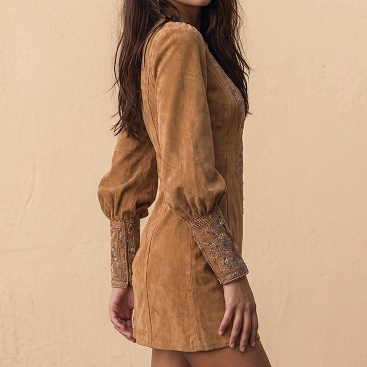 Gianna | Embroidered V-Neck Mini Dress for Women-Metro Lane Plaza