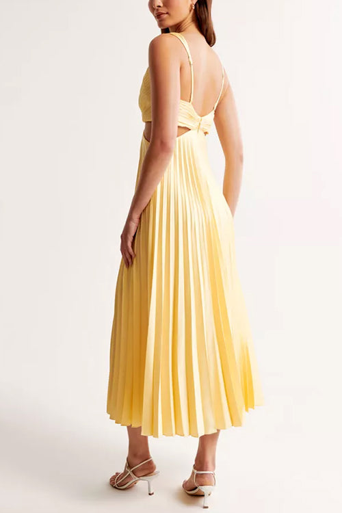 Women's Elegant Pleated Maxi Dress with Flattering Silhouette-Metro Lane Plaza