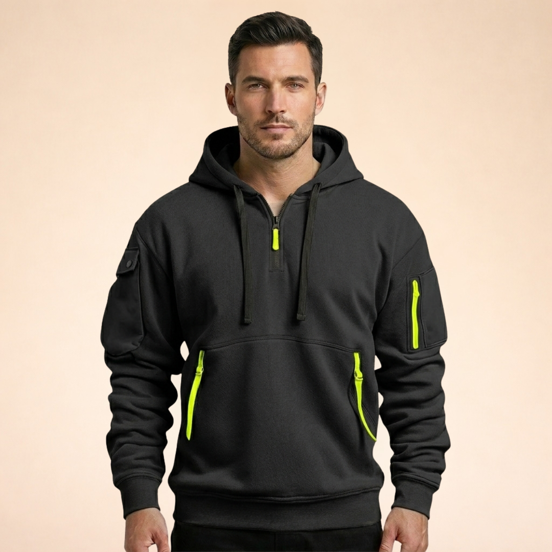 Daniel | Men's Comfortable Breathable Half-Zip Hoodie-Metro Lane Plaza