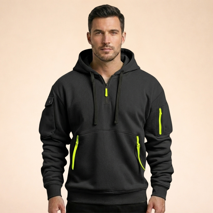 Daniel | Men's Comfortable Breathable Half-Zip Hoodie-Metro Lane Plaza