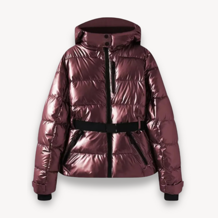 Damen-Steppjacke mit Kapuze und Gürtel