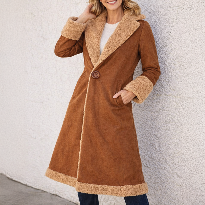 Women's Faux Fur Suede Trench Coat