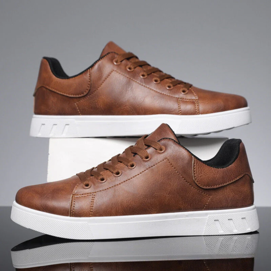Men's Modern Leather Casual Sneakers-Metro Lane Plaza