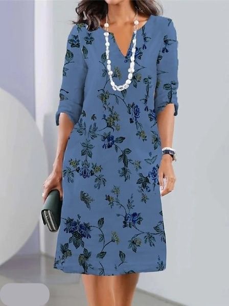 Illiana | Women's Floral Print Double Tunic Dress-Metro Lane Plaza