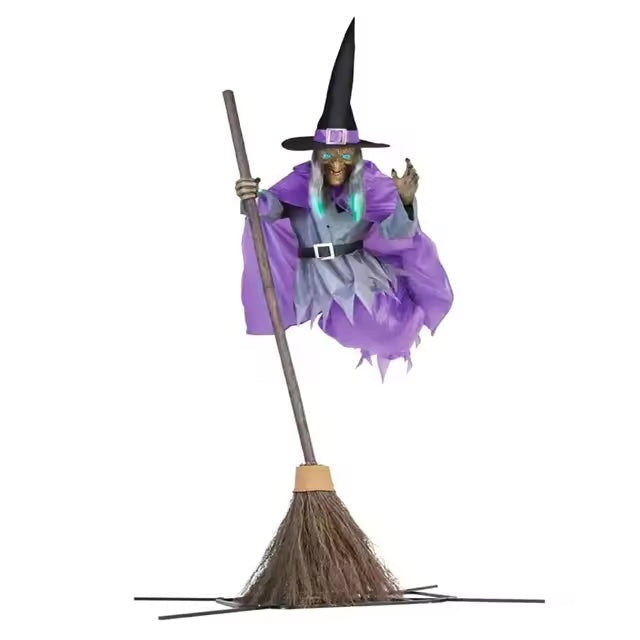 Stoffdekoration für Damen: fliegende Hexe mit Erdspieß, 6 Fuß hoch