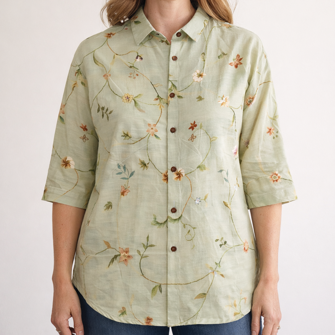 Rachel | Women's Button-Down Summer Blouse-Metro Lane Plaza
