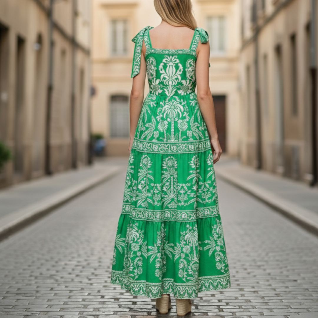 Monica | Women's Sleeveless Printed Maxi Dress-Metro Lane Plaza