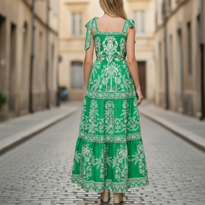 Monica | Women's Sleeveless Printed Maxi Dress-Metro Lane Plaza