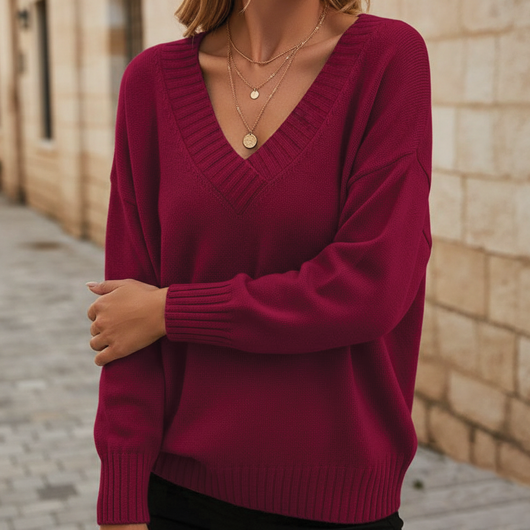 Sweater med V-hals til kvinder