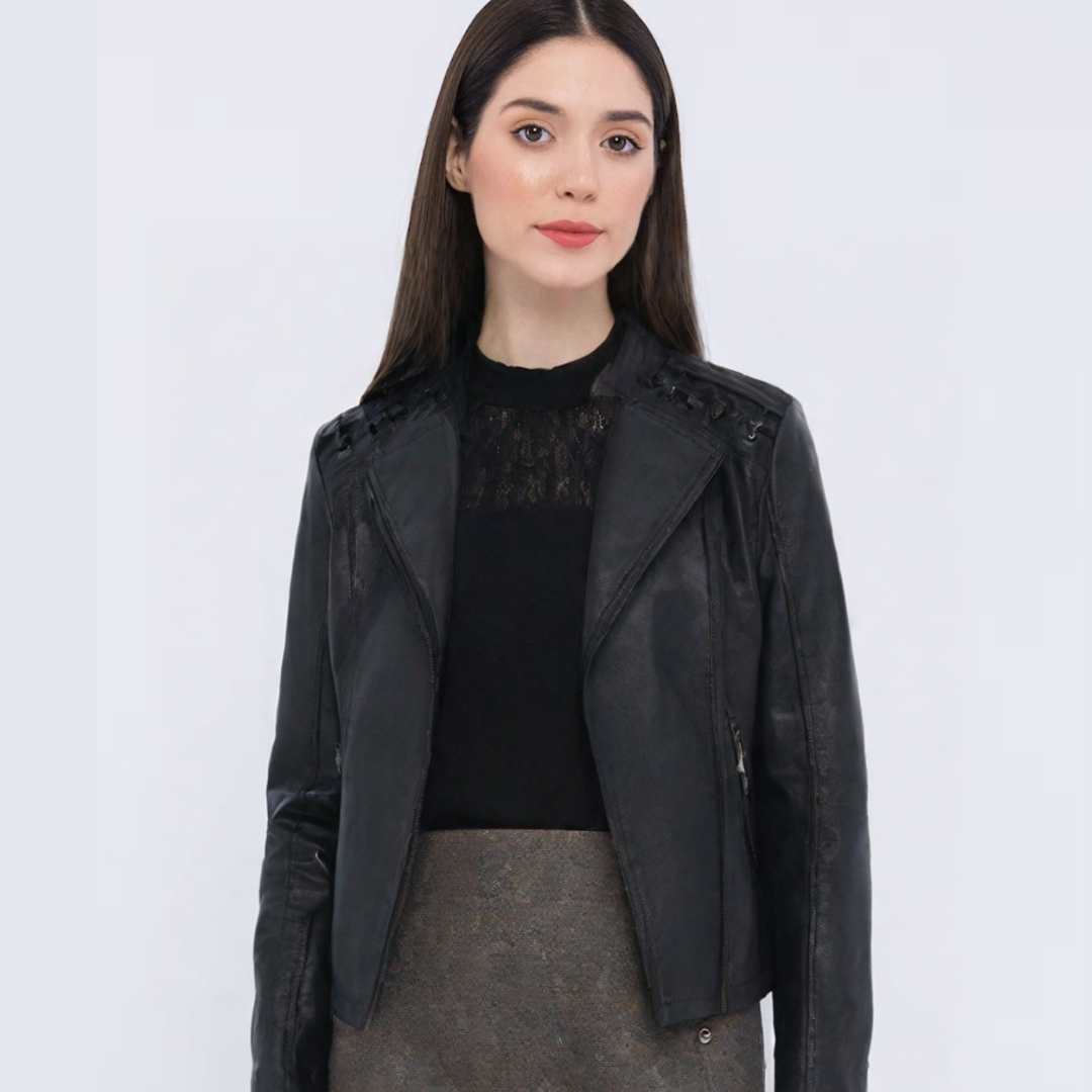 Women's Faux Leather Biker Jacket